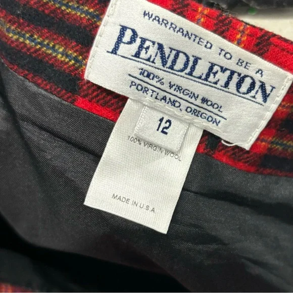 Pendleton 100% Virgin Wool Red Plaid Long Skirt Women’s Size 12 - Picture 3 of 3